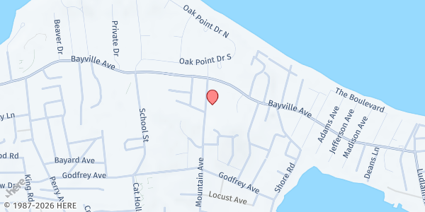 Map showing The Village Church at 9 Mountain Ave., Bayville, NY
