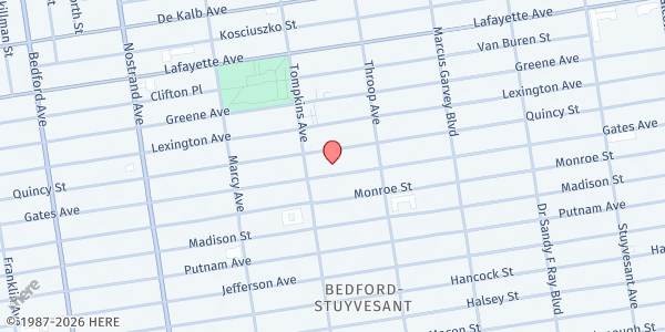 Map showing ABUNDANT LIFE CHRISTIAN CHURCH at 579 Gates Avenue, Bedford-Stuyvesant, NY
