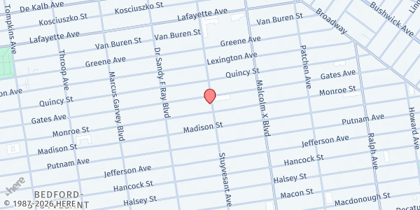 Map showing F.O.O.D. Foundation Baltic Street Wellness Solutions at 214 Stuyvesant Avenue, Bedford-Stuyvesant, NY