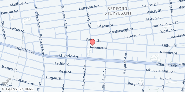 Map showing OSSE 36TH DISTRICT OF NEW YORK Office at 1360 Fulton Street, Bedford-Stuyvesant, NY