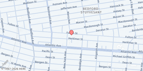 Map showing Restoration Plaza at 1368 Fulton Street, Bedford-Stuyvesant, NY
