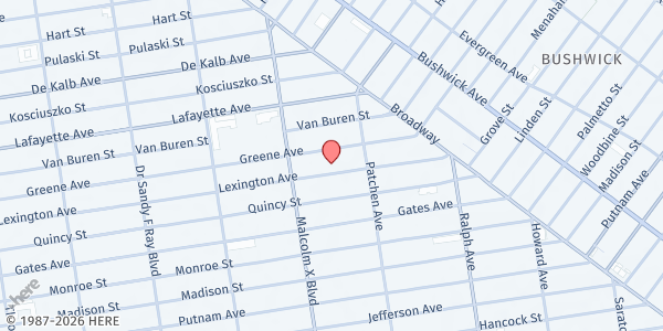 Map showing St. John's Bread & Life Program at 795 Lexington Avenue, Bedford-Stuyvesant, NY