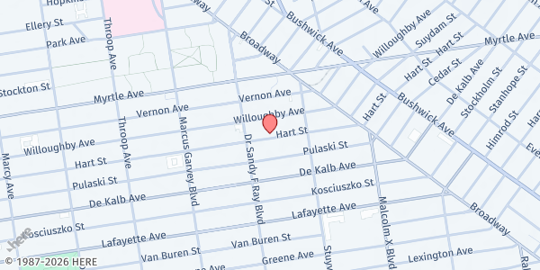 Map showing St. John the Baptist Parish – Social Service Program at 333 Hart Street, Bedford-Stuyvesant, NY