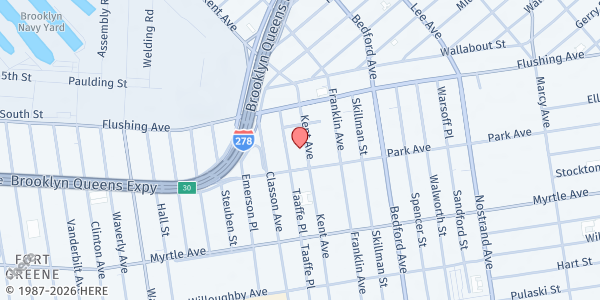 Map showing St. Lucy's Roman Catholic Church at 802 Kent Avenue, Bedford-Stuyvesant, NY