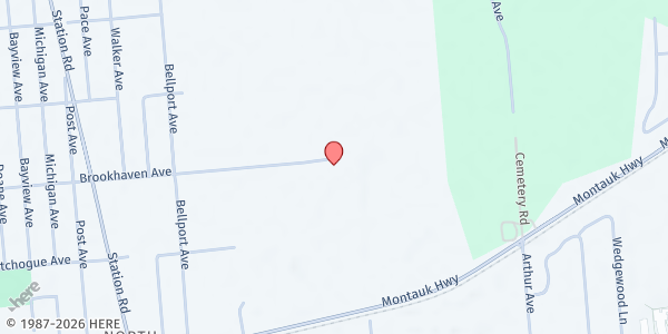 Map showing HELP Suffolk Food Pantry at 685 Brookhaven Ave, Bellport, NY