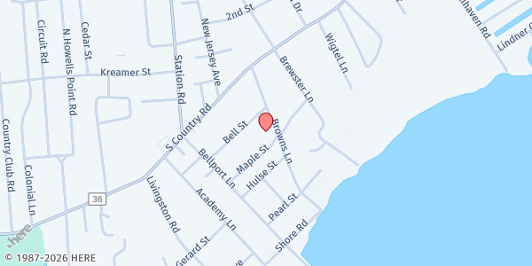 Map showing Mary Immaculate Food Pantry at 16 Brown Lane, Bellport, NY