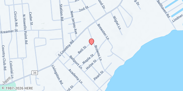 Map showing Mary Immaculate R.C. Church at 16 Browns Ln., Bellport, NY