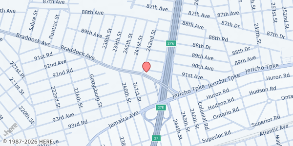 Map showing New Beginning Food Pantry at 242-01 BRADDOCK AVENUE, BELLROSE, NY