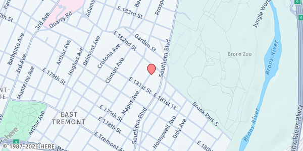 Map showing Louise's Pantry (Nazareth Housing) — Bronx at 2160 Mapes Avenue, Belmont, NY