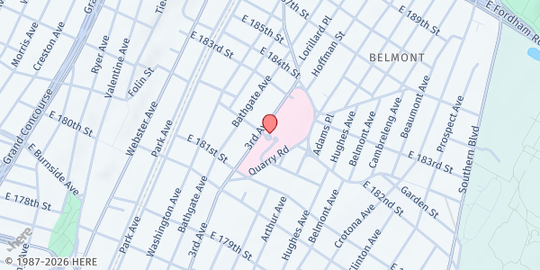 Map showing Project EATS @ St. Barnabas Hospital's Community Wellness Center at 4422 Third Avenue, Belmont, NY