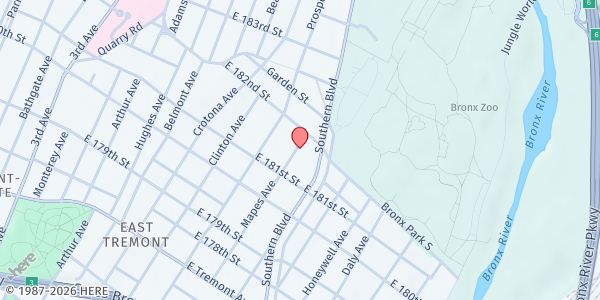 Map showing Thorpe Family Residence at 2160 Mapes Avenue, Belmont, NY