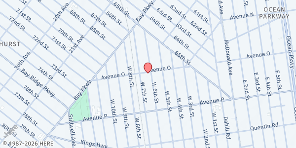 Map showing Chinese American Social Services Center, Inc. at 124 Avenue O, Bensonhurst, NY
