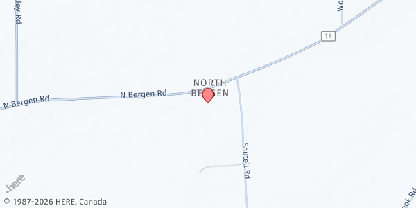 Map showing North Bergen Community Food Pantry at 7068 North Bergen Road, Bergen, NY