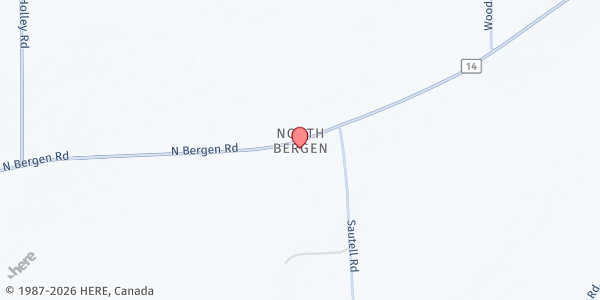 Map showing North Bergen Community Food Pantry at 7068 North Bergen Road, Bergen, NY