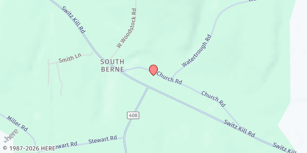 Map showing South Berne Congregational Church at 101 Church Rd, Berne, NY
