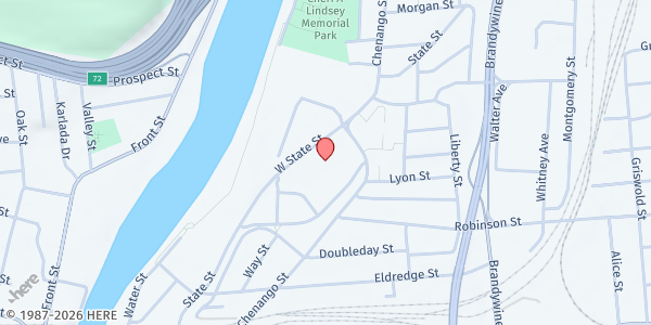 Map showing Addiction Center of Broome County at 30 W State St, Binghamton, NY