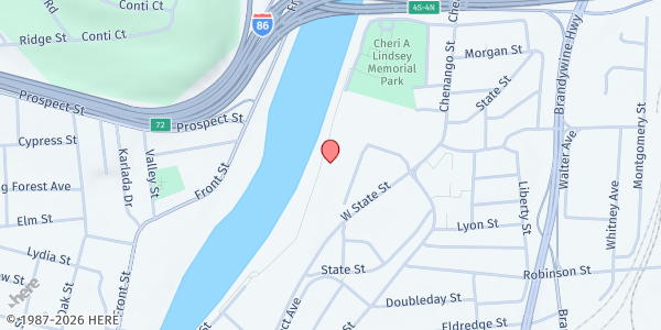 Map showing Binghamton Plaza Mobile Food Pantry at 33 W State St, Binghamton, NY