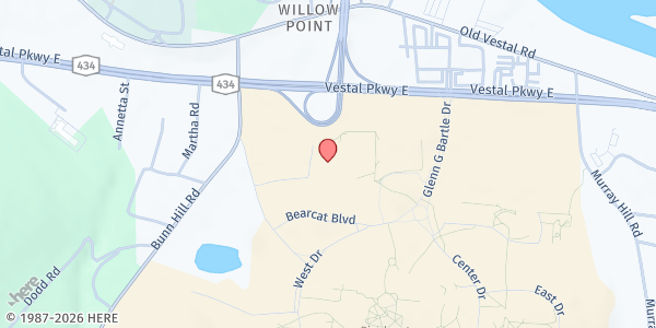 Map showing Binghamton University Food Pantry - Ciw 121 at 4400 Vestal Parkway East, Ciw 121, Binghamton, NY