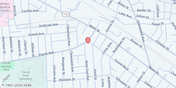 Map showing Boulevard UMC Food Distribution Center at 113 Grand Blvd, Binghamton, NY