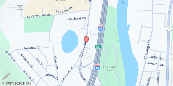 Map showing Broome Co Regional Sat Farmers' Market at 840 Upper Front St., Binghamton, NY