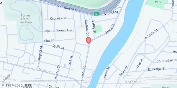 Map showing Catholic Charities of Broome at 277 Front St, Binghamton, NY