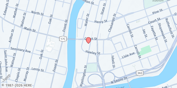Map showing Catholic Charities of Broome at 137 Washington St, Binghamton, NY