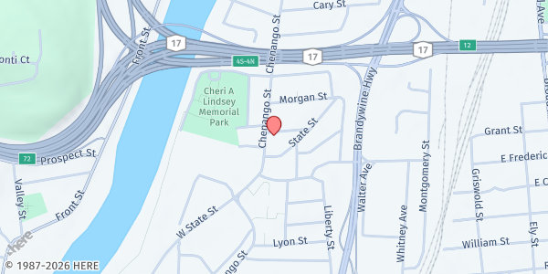 Map showing Centenary-Chenango Street United Methodist Church at 438 Chenango St., Binghamton, NY