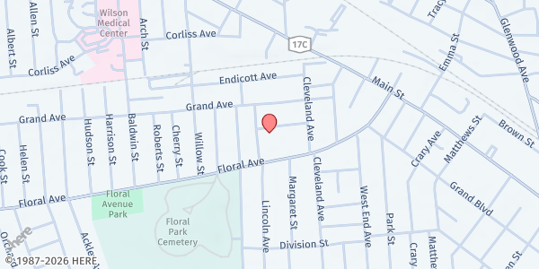 Map showing CHOW- Boulevard UMC- Saturday Night Live at 113 Grand Boulevard, Binghamton, NY