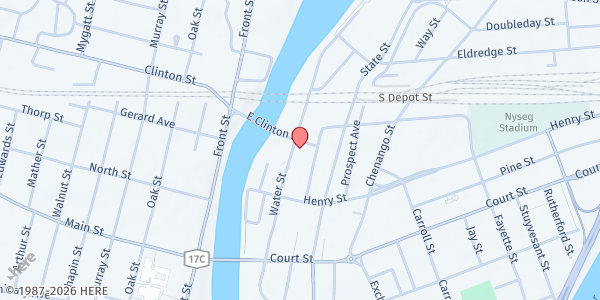 Map showing CHOW - City Church at 225 Washington St, Binghamton, NY