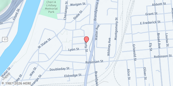 Map showing CHOW - Lee Barta Community Center at 108 Liberty Street, Binghamton, NY