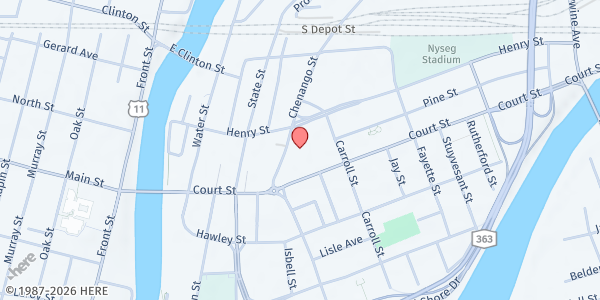 Map showing Community Pantry at UPC at 42 Chenango St., Binghamton, NY