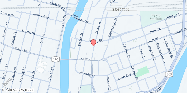 Map showing Community Pantry at UPC at 42 Chenango St., Binghamton, NY