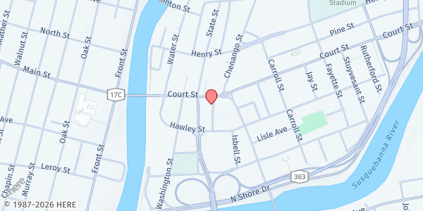 Map showing Institute For Development Anthropology - Food Distribution Center at 99 Collier St, Binghamton, NY