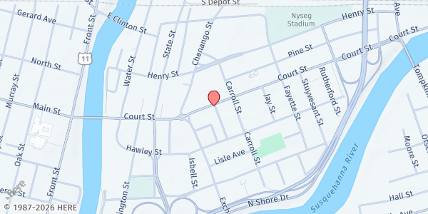 Map showing Landmark Church at 126 Court St, Binghamton, NY