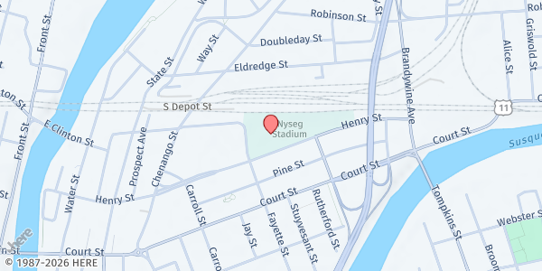 Map showing Mobile Food Pantry Rumble Ponies at 211 Henry Street, Binghamton, NY