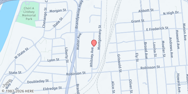 Map showing Rescue Mission - Binghamton at 56-58 Whitney Avenue, Binghamton, NY