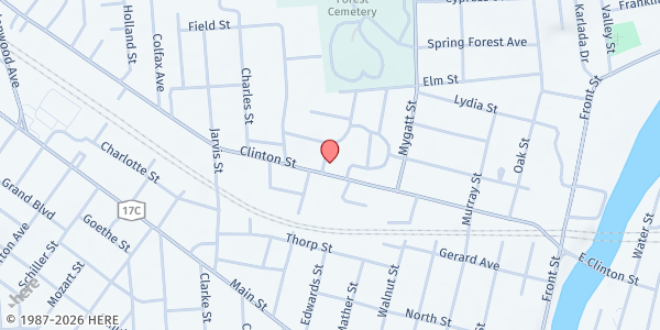 Map showing Saints Cyril and Methodius Food Pantry at 148 Clinton St, Binghamton, NY