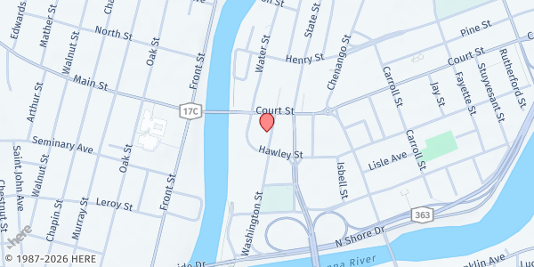 Map showing Salvation Army - Binghamton at 127 Washington Street, Binghamton, NY