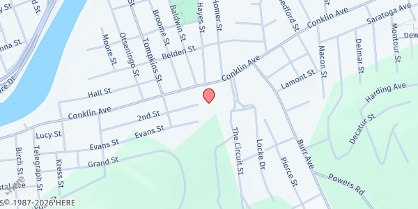 Map showing School Food Center - Benjamin Franklin Elementary School at 262 Conklin Avenue, Binghamton, NY