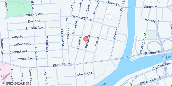 Map showing St. Patrick's Roman Catholic Church at 9 Leroy Street, Binghamton, NY