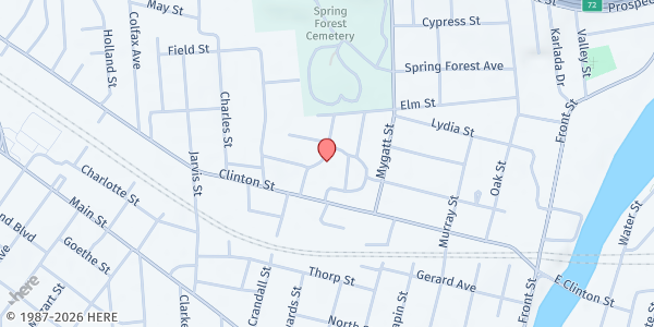 Map showing St. Patricks Showers of Hope at 16 St. Cyril Ave, Binghamton, NY