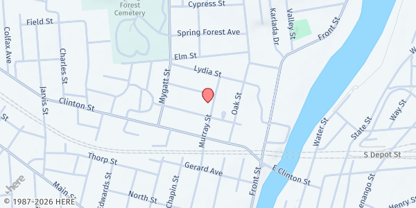 Map showing Sunflower Park Pavilion at 185 Murray St, Binghamton, NY