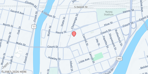 Map showing United Presbyterian Church of Binghamton at 42 Chenango St., Binghamton, NY