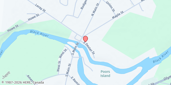 Map showing CAPC Mobile Food Pantry - Black River at 107 West Dexter St, Black River, NY