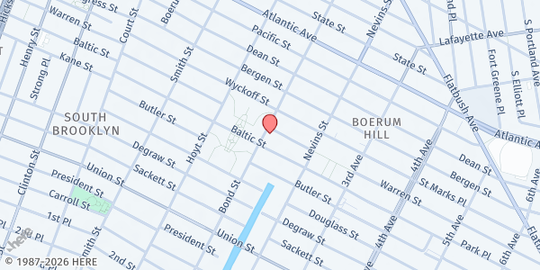 Map showing Cuyler Warren UM Church at 450 Warren Street, Boerum Hill, NY