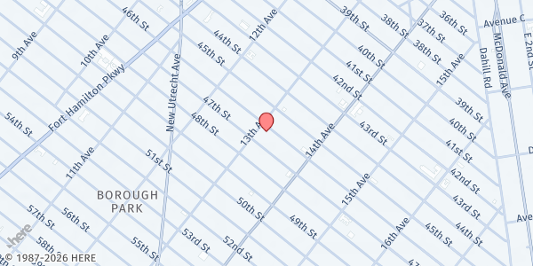 Map showing Boro Park Jewish Community Council at 1310 46th Street, Borough Park, NY
