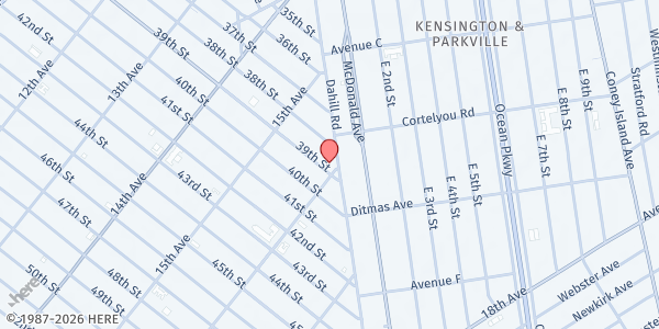 Map showing Cong Chasdei Lev at 1573 39th Street, Borough Park, NY