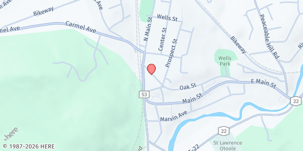 Map showing BREWSTER COMMUNITY FOOD PANTRY at 15 Oak St, Brewster, NY