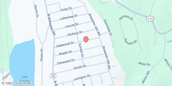 Map showing Brewster Community Food Pantry at 51 Oakwood Drive, Brewster, NY