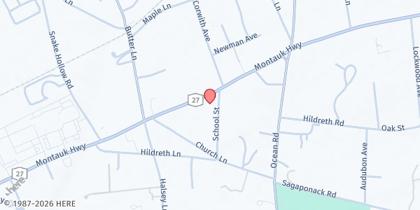 Map showing Bridgehampton Community Food Pantry at 2357 Montauk Highway, Bridgehampton, NY